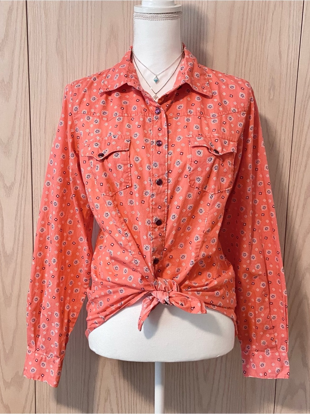 Cruel Shirt Women’s XL 100% Cotton Pearl Snap Button Down Y2K Western Pink Top